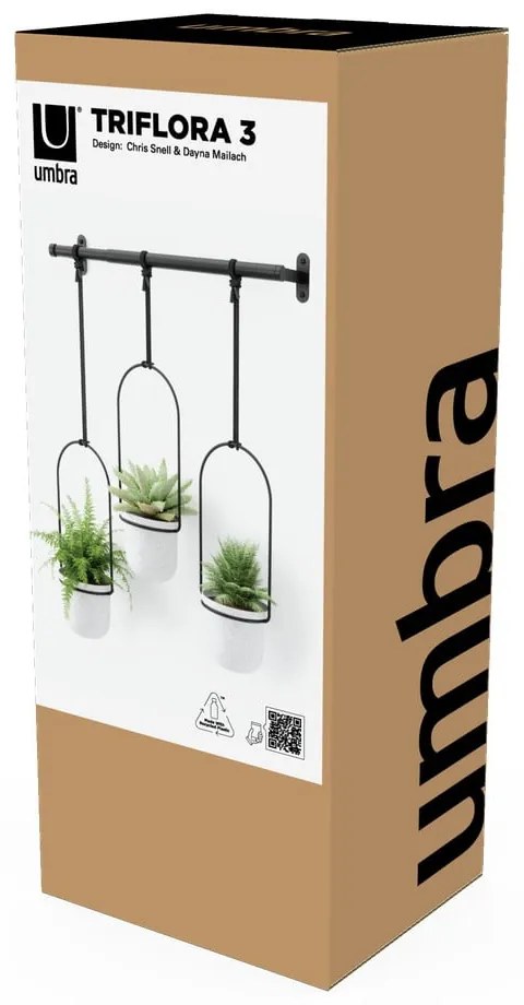Ghivece decorative 3 buc. din plastic pentru ierburi aromatice/de agățat / de perete ø 7,5 cm Triflora – Umbra