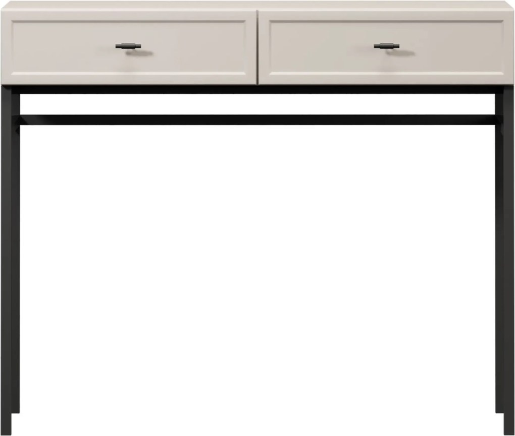 Consolă cu sertare Lorini 100 cm - cașmir / mânere negre T-bar / cadru metalic