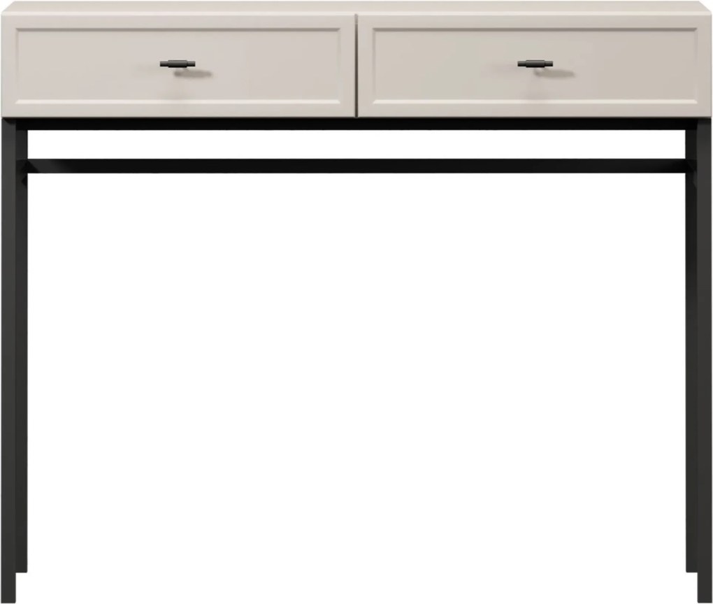 Consolă cu sertare Lorini 100 cm - cașmir / mânere negre T-bar / cadru