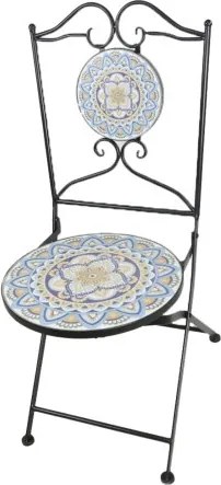 Scaun de exterior din metal, cu design mozaic ceramic, Stil Mediteraneean, "Tesera"