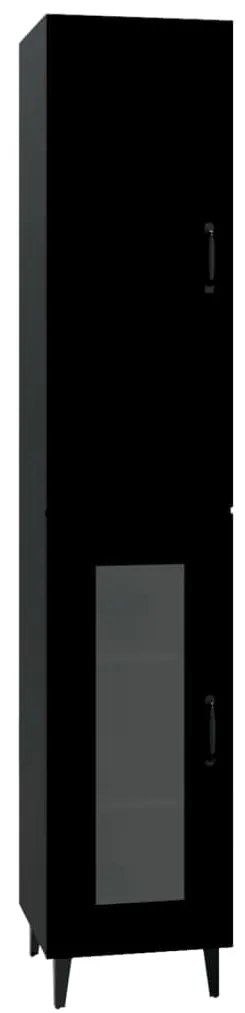 Dulap inalt, negru, 34,5x34x180 cm, lemn prelucrat 1, Negru, Usa din sticla