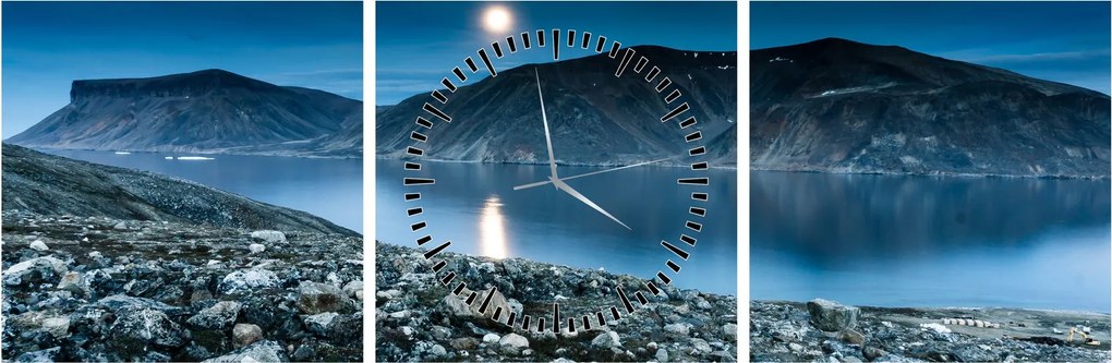 Tablou - Islanda noaptea (cu ceas) (90x30 cm)
