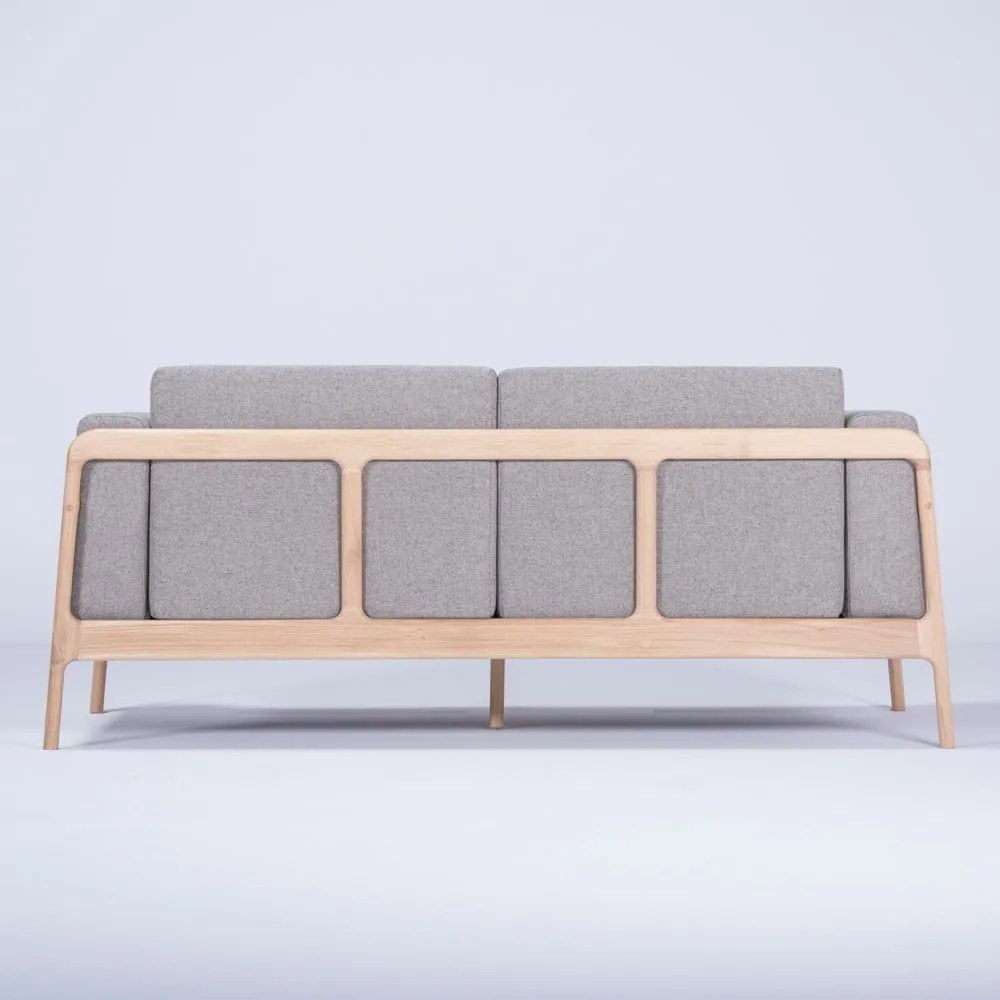 Canapea cu structură din lemn de stejar Gazzda Fawn, 180 cm, gri