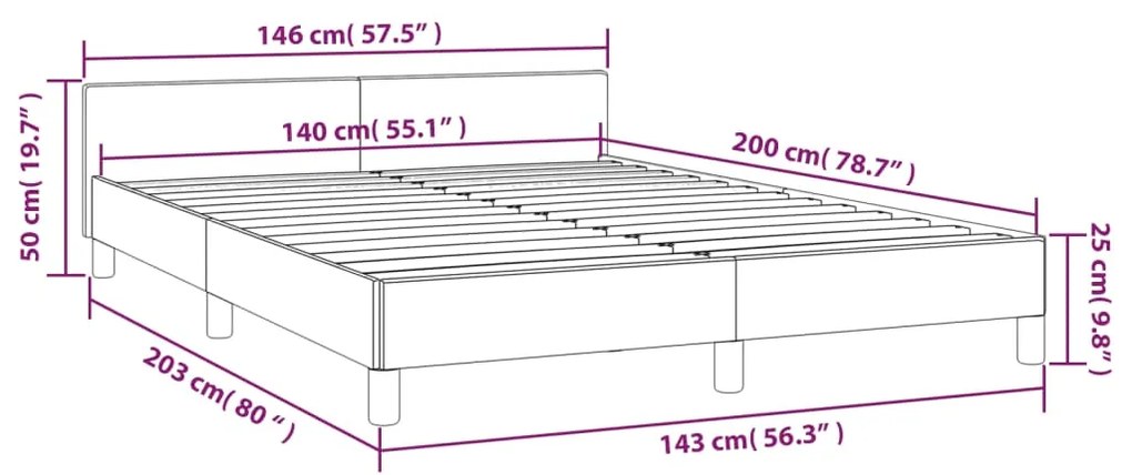 Cadru de pat cu tablie, negru, 140x200 cm, piele ecologica Negru, 140 x 200 cm