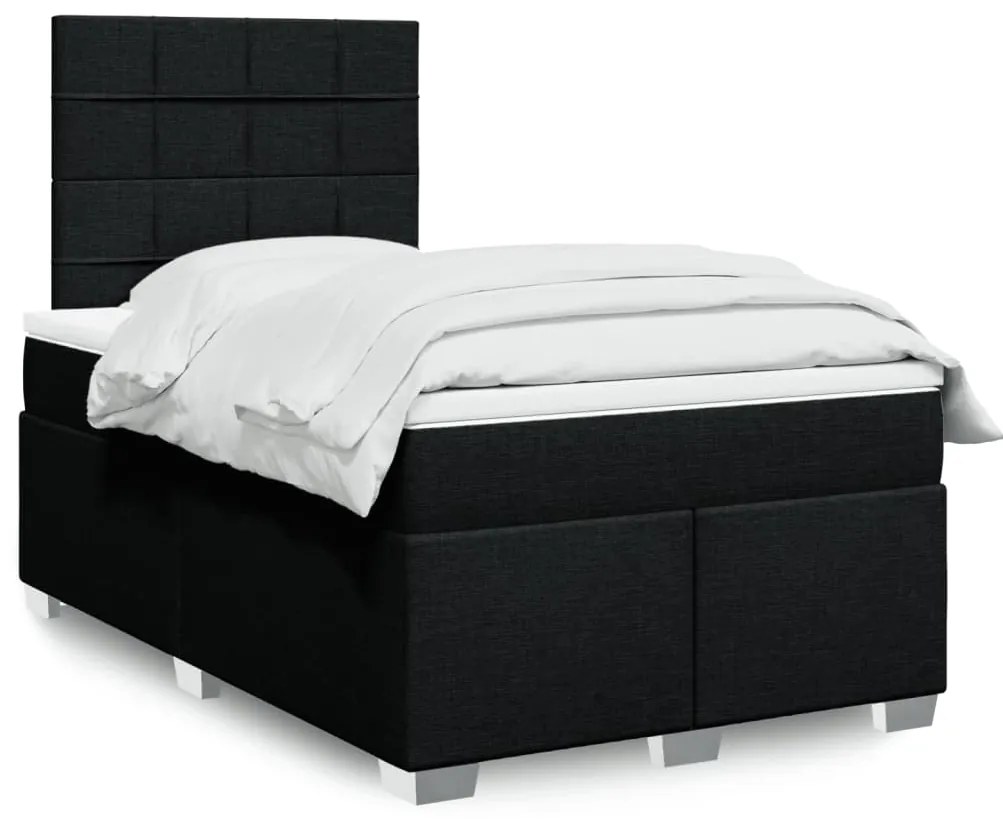 vidaXL Pat box spring cu saltea, negru, 120x190 cm, catifea