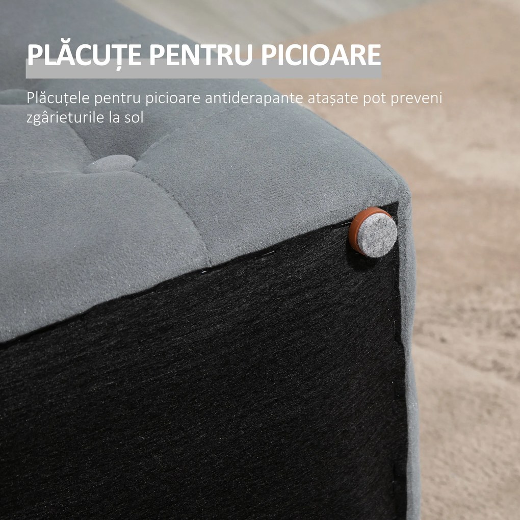 Cufăr Multifuncțional pentru Depozitare HOMCOM, Pouf din catifea, Gri perlă | Aosom Romania