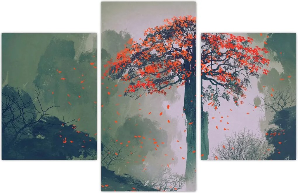 Tablou - Copacul roșu singuratic (90x60 cm)
