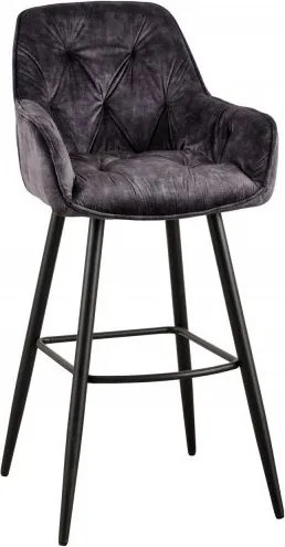 Set 2 scaune de bar Milano catifea gri