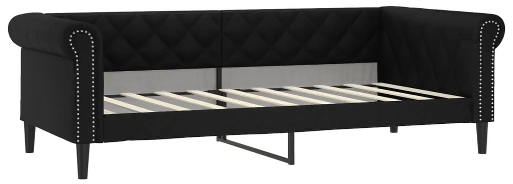 354234 vidaXL Pat de zi, negru, 90x190 cm, piele ecologică