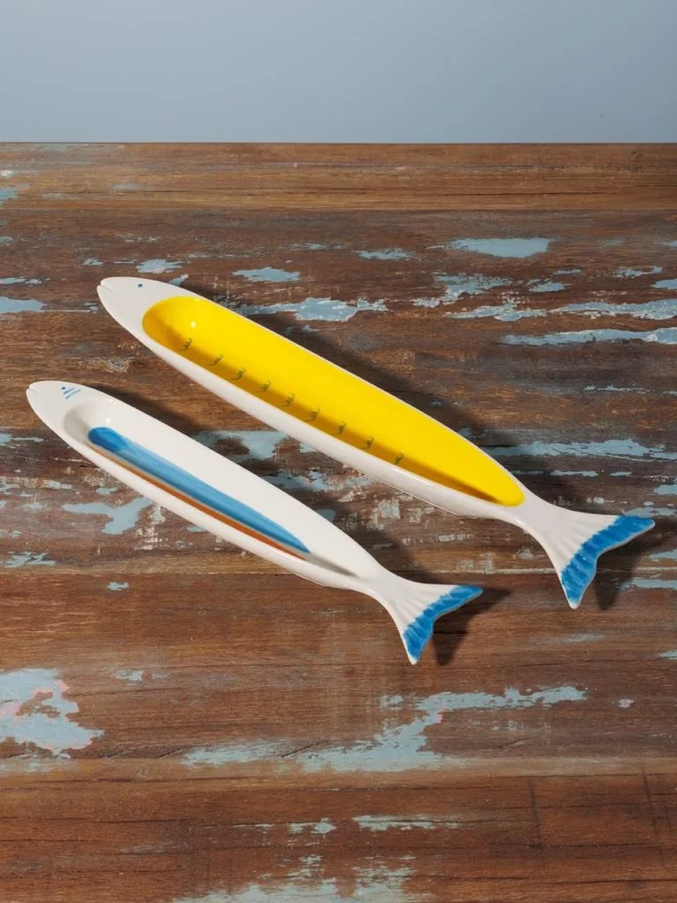 Set 2 tavi in forma de peste, din ceramica, Sardines
