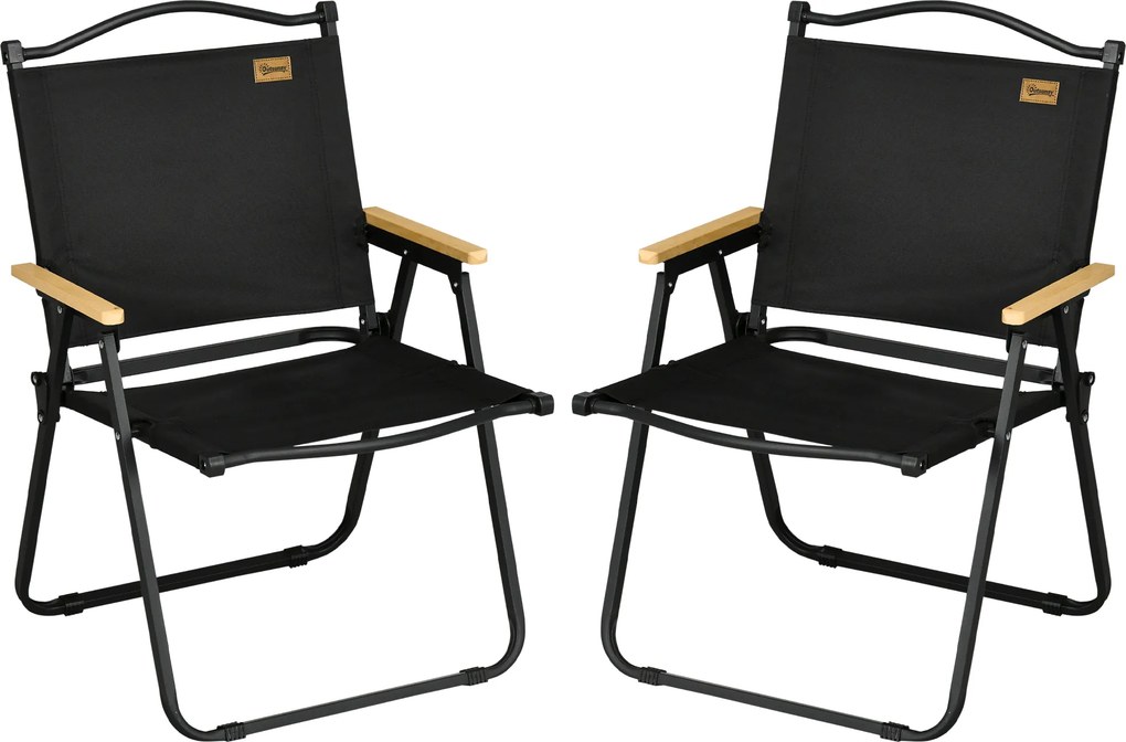 Outsunny Set 2 Scaune de Camping și Plajă Pliabile cu Cotiere, 54x59x78 cm, Negru | Aosom Romania