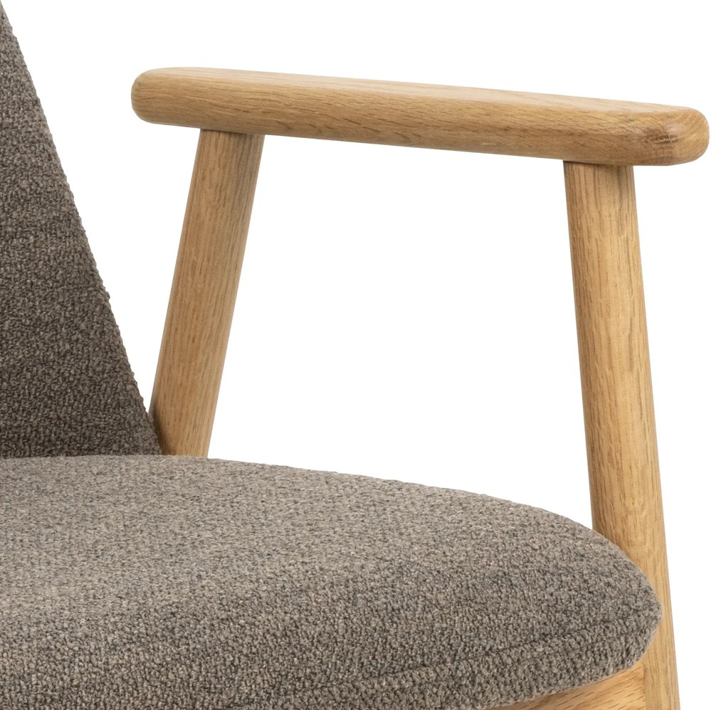 MAZZONI EXPORT RODERIC Maro Taupe (țesătură Monza 40)/cadru stejar uleiat - SCAUN DE LEMN BOUCLÉ PENTRU SUFRAGERIE LIVING BUCĂTĂRIE RETRO