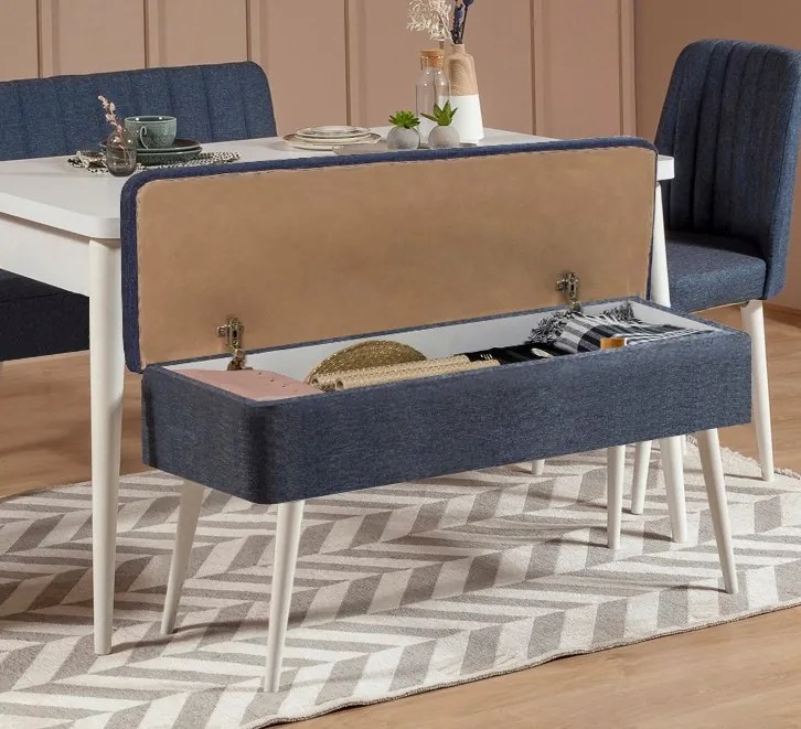 Set mobilier sufragerie Vlasta 1 (alb + bleumarin) (pentru 4 persoane). 1073069