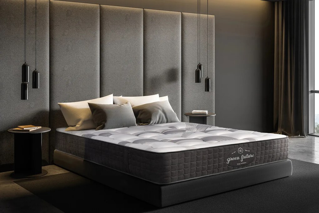 Saltea ortopedica, Green Future, California, 160x190x35 cm, arcuri POCKET, 3 cm spuma Memory Arctic Gel 7 Zone de Confort, fermitate medie