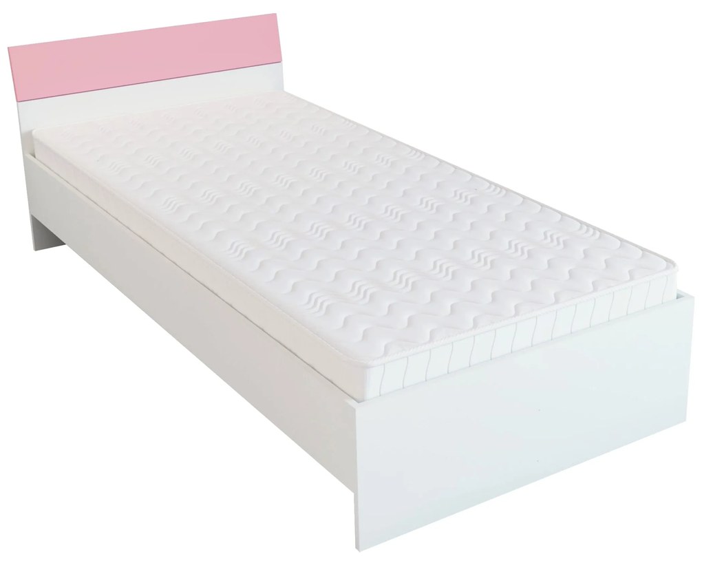 Pat Leco, 200 x 90 cm, saltea spuma inclusa, Alb/Roz