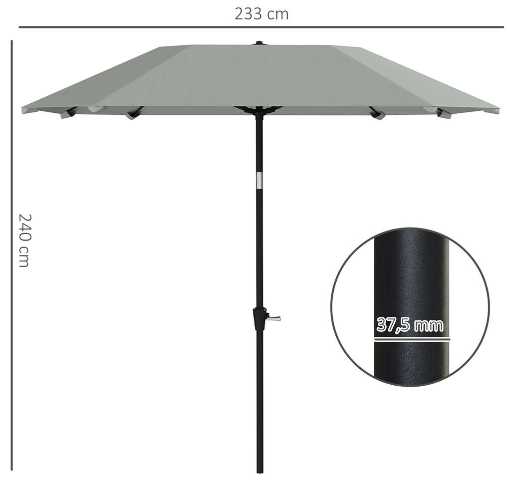 Outsunny Umbrelă de soare de 2,3 m fără bază, Umbrelă de terasă ajustabilă cu manivelă, Poliester, Aluminiu, Fibră de sticlă, Gri închis | Aosom Romania