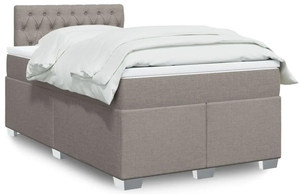 vidaXL Pat box spring cu saltea, gri taupe, 120x200 cm, textil