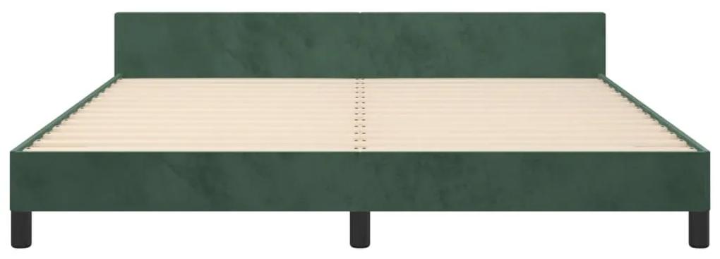 Cadru de pat cu tablie, verde inchis, 160x200 cm, catifea Verde inchis, 160 x 200 cm, Design cu nasturi