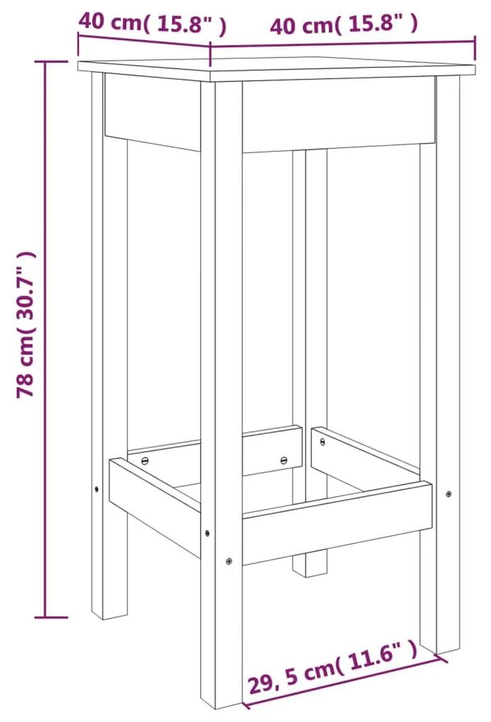 Scaune de bar, 2 buc., 40x40x78 cm, lemn masiv de pin 2, Maro, 40 x 40 x 78 cm, without backrest