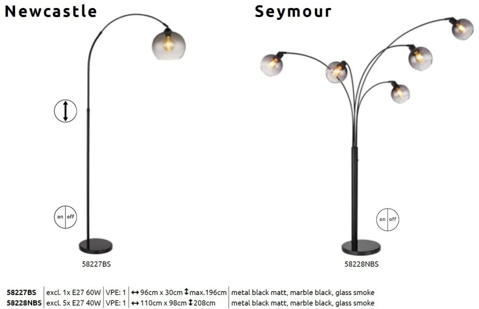 Lampadar, lampa de podea design modern Seymour negru