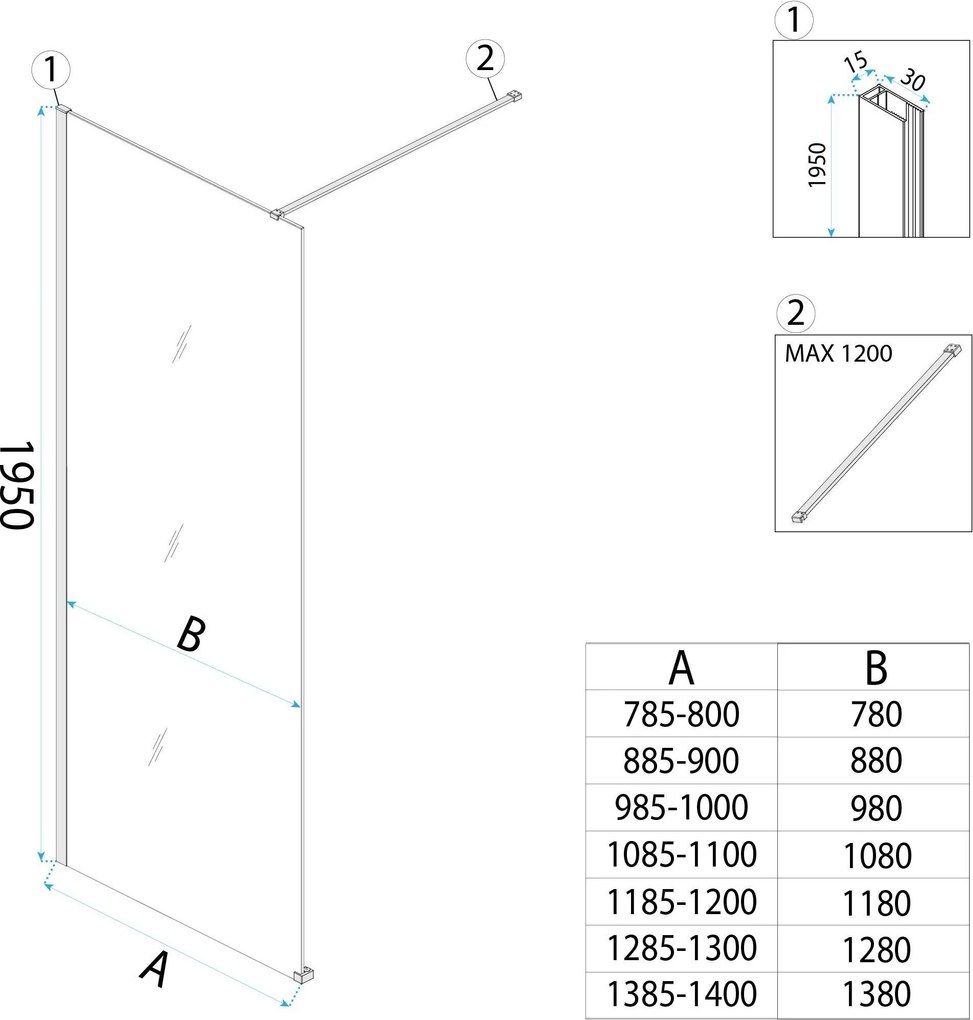 Paravan de dus Rea Flexi Transparent / Brush Gold 90