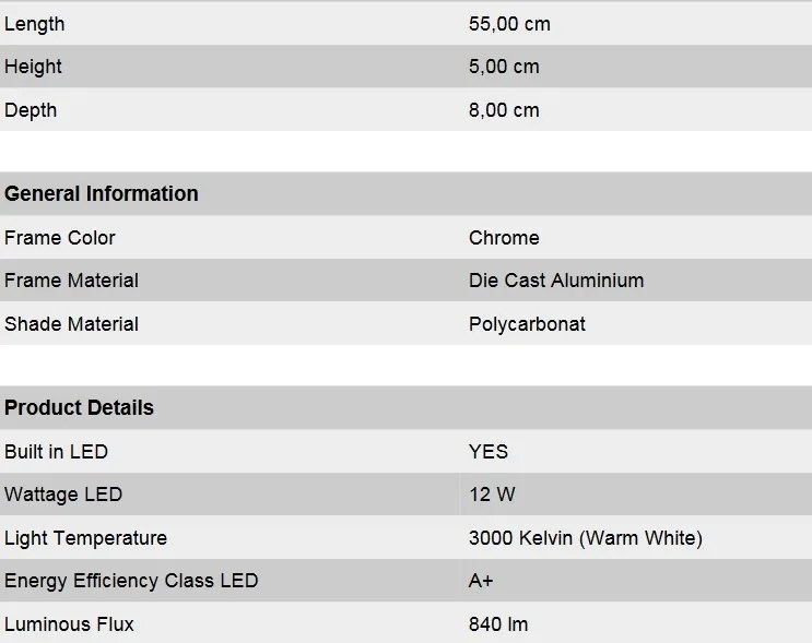 Aplica de perete LED pentru oglinda baie, IP44 Argo 55cm Soff 3-478 chrom OR