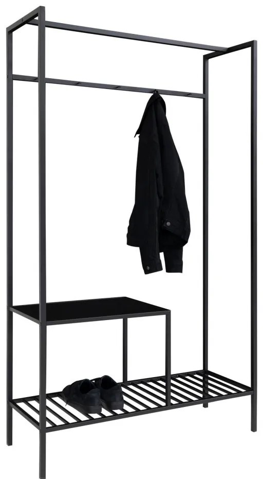 Vita suport pentru haine, 2 rafturi, negru, cadru negru 101x38x170 cm