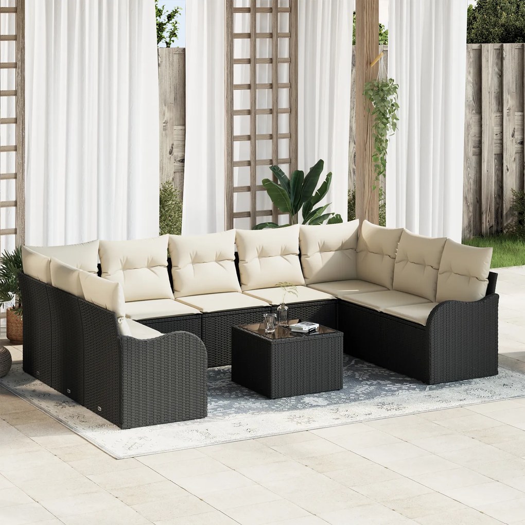 vidaXL Set de Canapea Modulară cu 9 Piese cu Pernuțe Ratan Culoare Brown