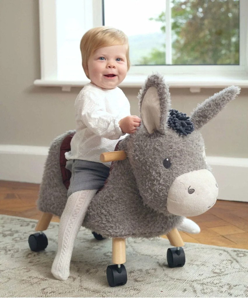 Little Bird Told Me - Magarusul Bojangles Ride On Animal Toy, pentru copii de peste 1 an, Cadru robust din lemn, Scaun captusit