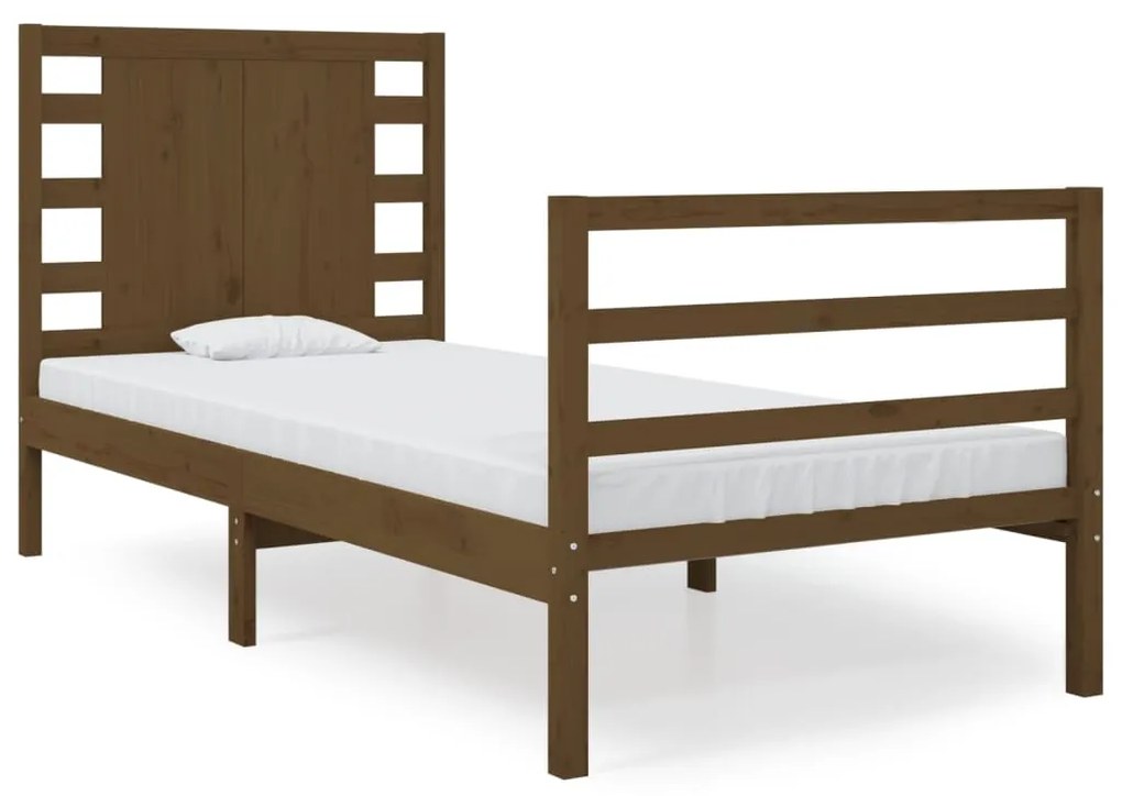 3104246 vidaXL Cadru de pat Small Single 2FT6 maro miere, 75x190 cm lemn masiv