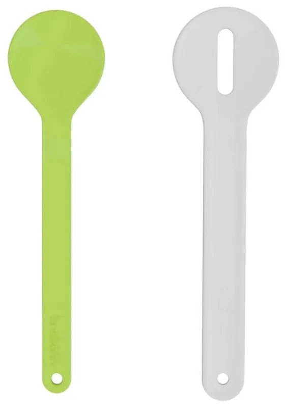 Set 2 tacamuri servire salata Trebonn 1524141, 27,5 cm, Melamina, Alb/Verde