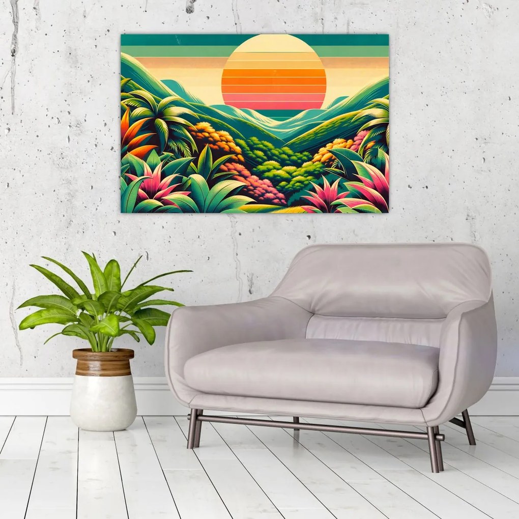 Tablou - Apus de soare multicolor (90x60 cm)