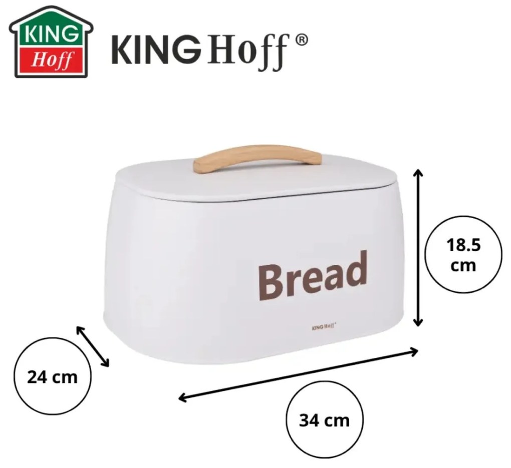 Cutie pentru pâine din metal, 34×24×18.5 cm, albă, Kinghoff KH-1947