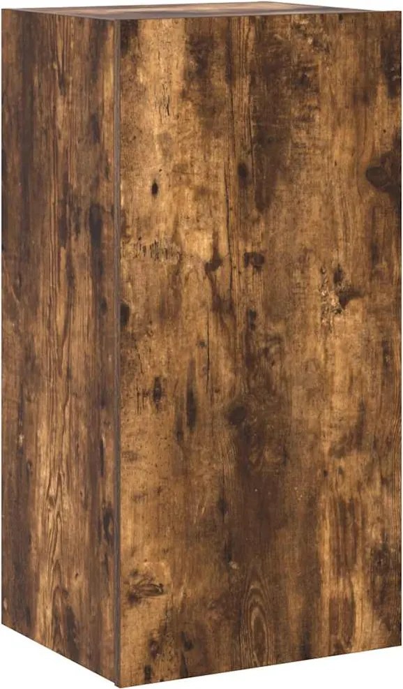 vidaXL Comodă TV de perete cu lumini LED, stejar fumuriu, 40,5x35x80cm