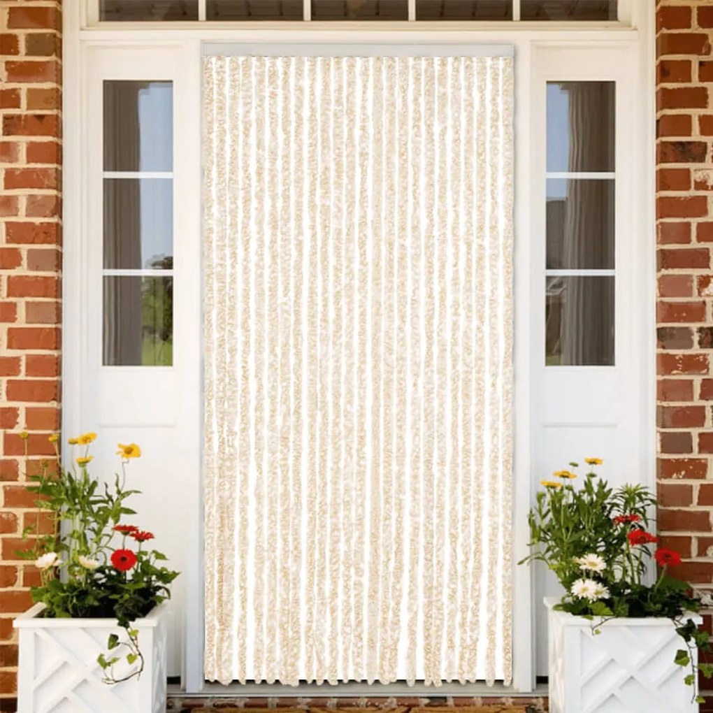 vidaXL Perdea pentru insecte, bej și alb, 100x220 cm, chenille