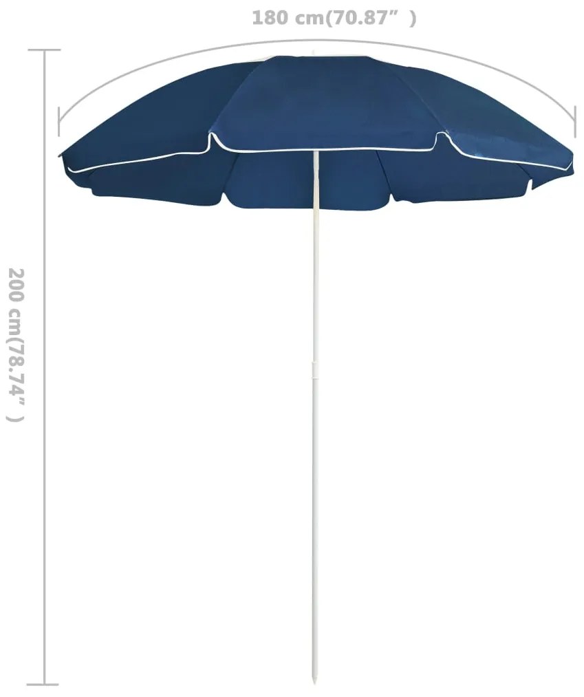Umbrela de soare de exterior, stalp din otel, albastru, 180 cm Albastru
