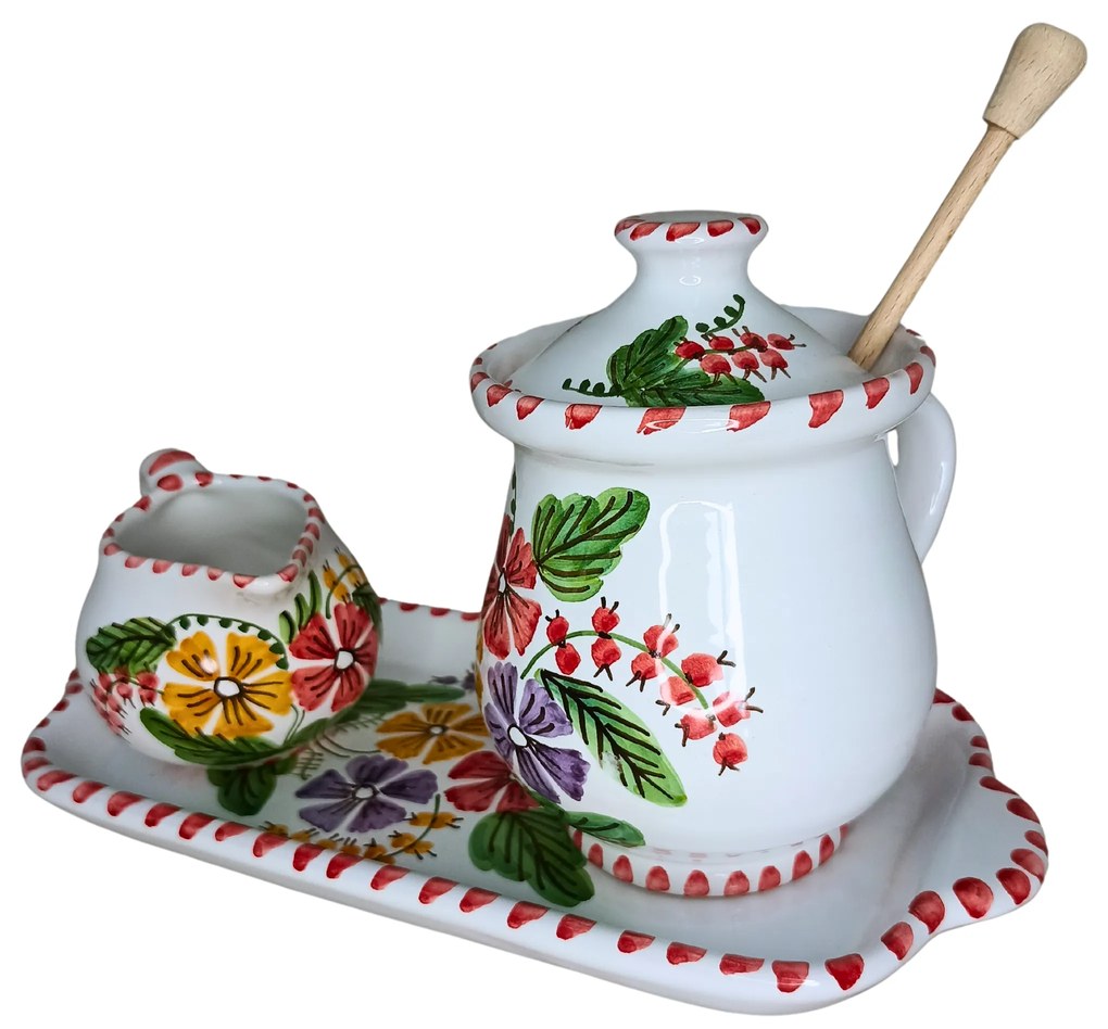 Set ceramică servit ceai/cafea model Flori de Câmp