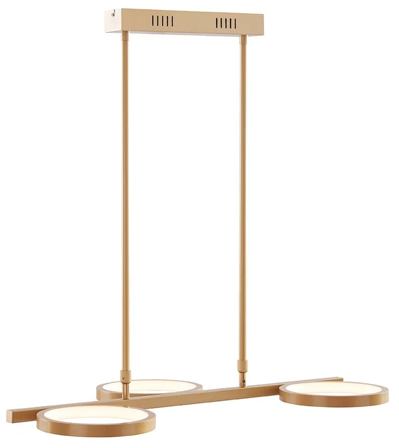 Lampă modernă cu pandantiv aurie, inclusiv LED, reglabilă în 3 trepte, 3 lumini - Vivé