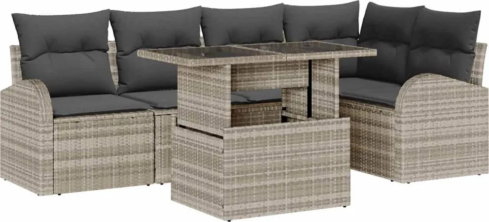 vidaXL Set de canapele pentru grădină 6 pcs Gri deschis Rattan poli