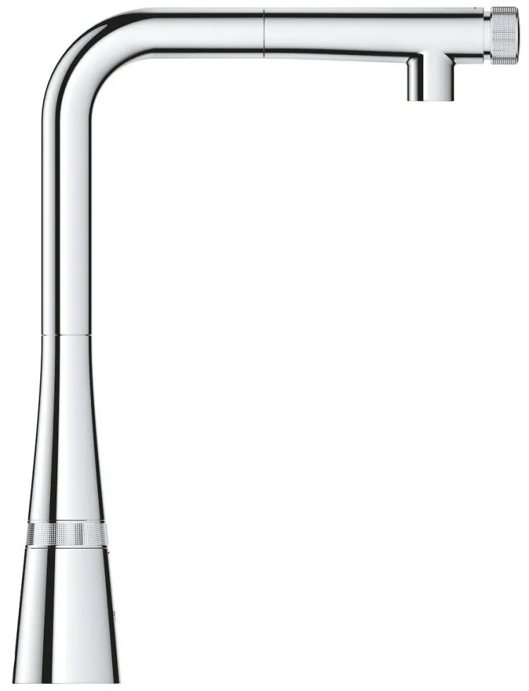 Grohe Zedra Baterie chiuveta bucatarie cu dus extractibil si buton SmartControl, crom