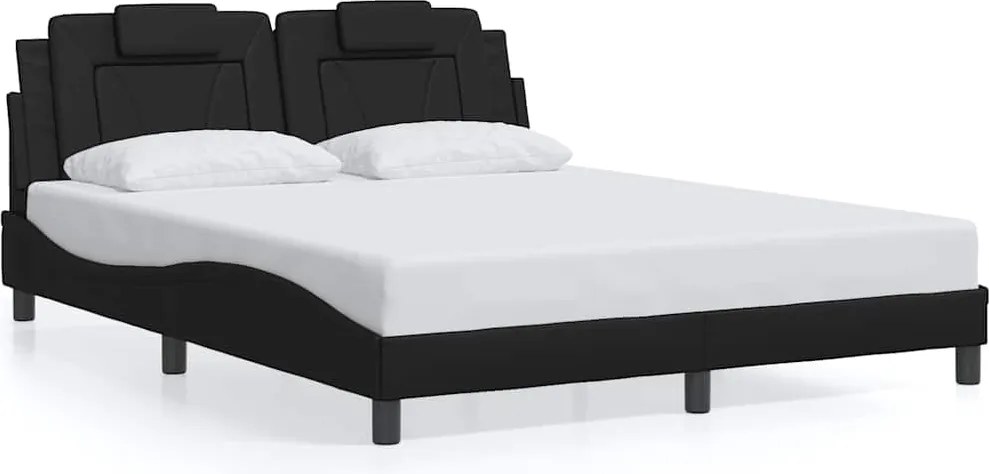vidaXL Cadru de pat, Viana, fără saltea, negru, 160x200 cm, piele ecologică