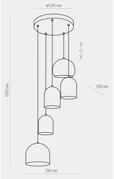 Lustră pe cablu TEMPRE 5xE27/15W/230V albă/gri/neagră