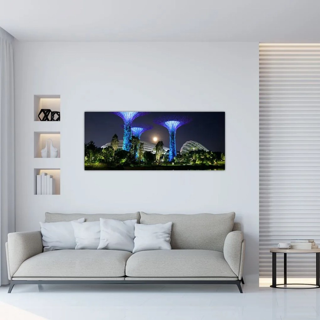 Tablou cu lună plină în grădinile din Singapur (120x50 cm), în 40 de alte dimensiuni noi