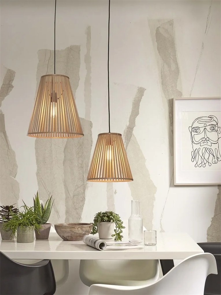 Lustra/Pendul eco din bambus Merapi tapered L, nat
