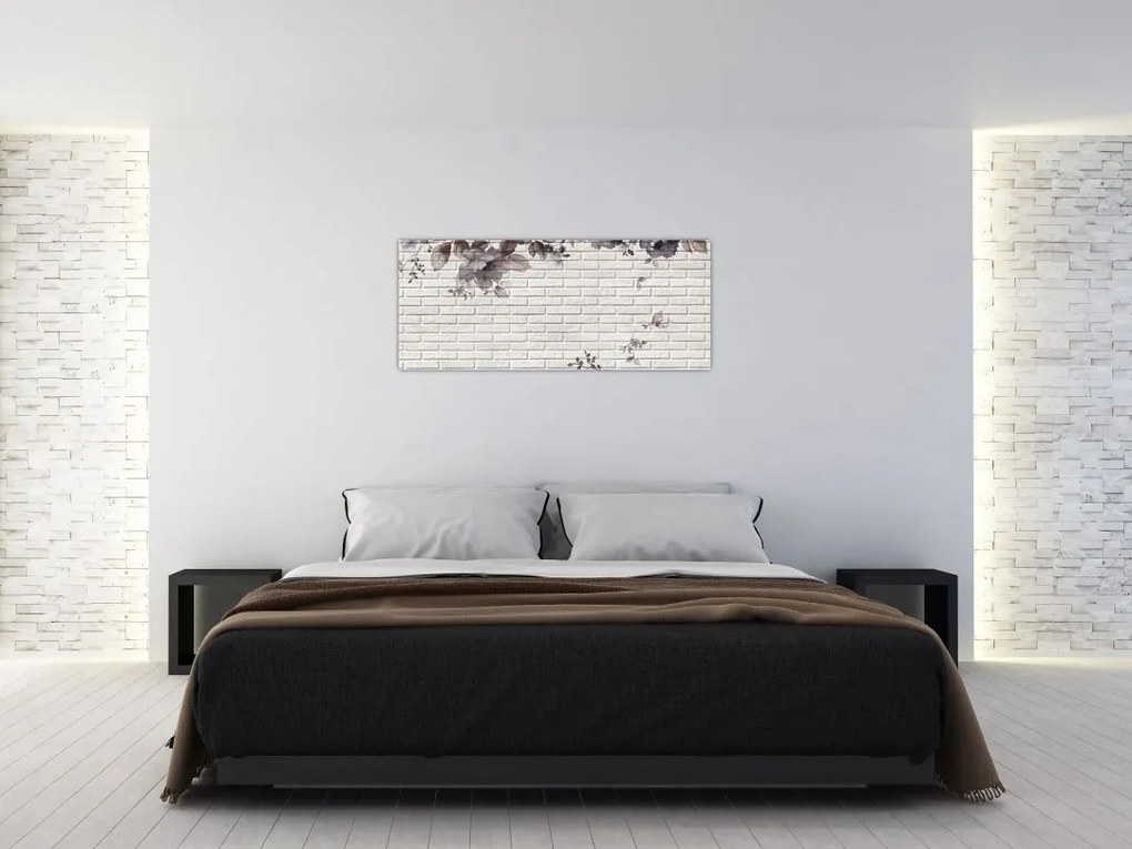 Tablou cu perete și buchet (120x50 cm)