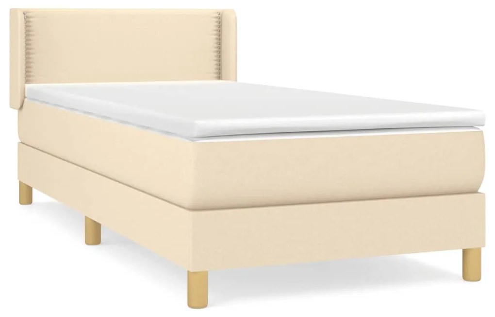 3130150 vidaXL Pat box spring cu saltea, crem, 80x200 cm, textil