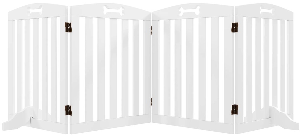 PawHut Barieră de Siguranță pentru Câini Autoportantă cu Picioare de Susținere, pentru Uși, Coridoare, Scări, 207,5 x 30 x 61 cm, Alb | Aosom Romania