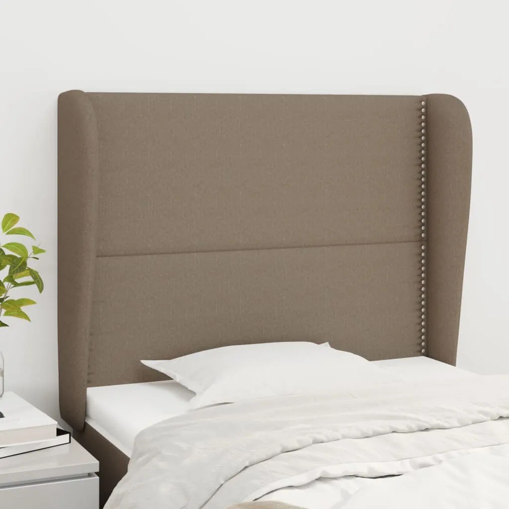 vidaXL Tăblie de pat cu aripioare gri taupe 93x23x118/128 cm textil