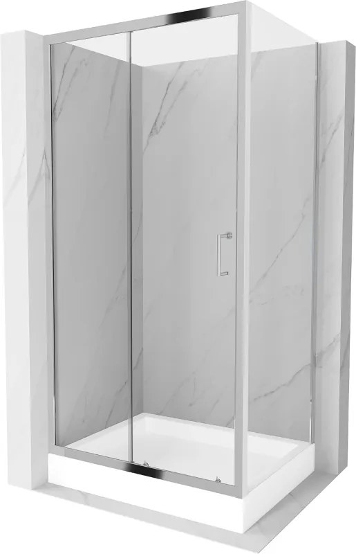 Mexen Apia cabina de duș glisantă 120 x 80 cm, transparentă, cromată + cadă de duș Rio - 840-120-080-01-00-4510