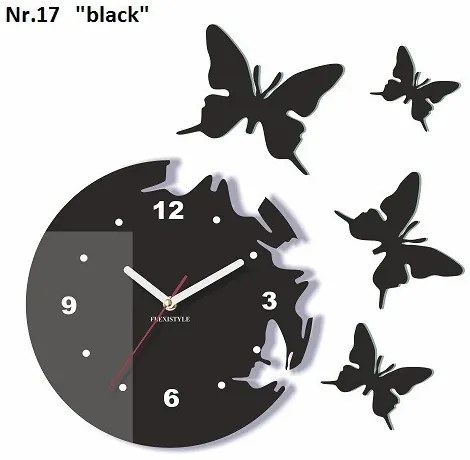 Ceas de perete modern cu fluturi Roz